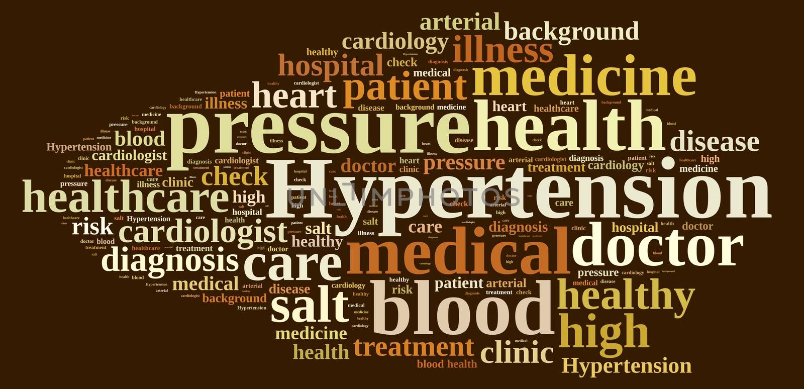 Illustration with word cloud about hypertension