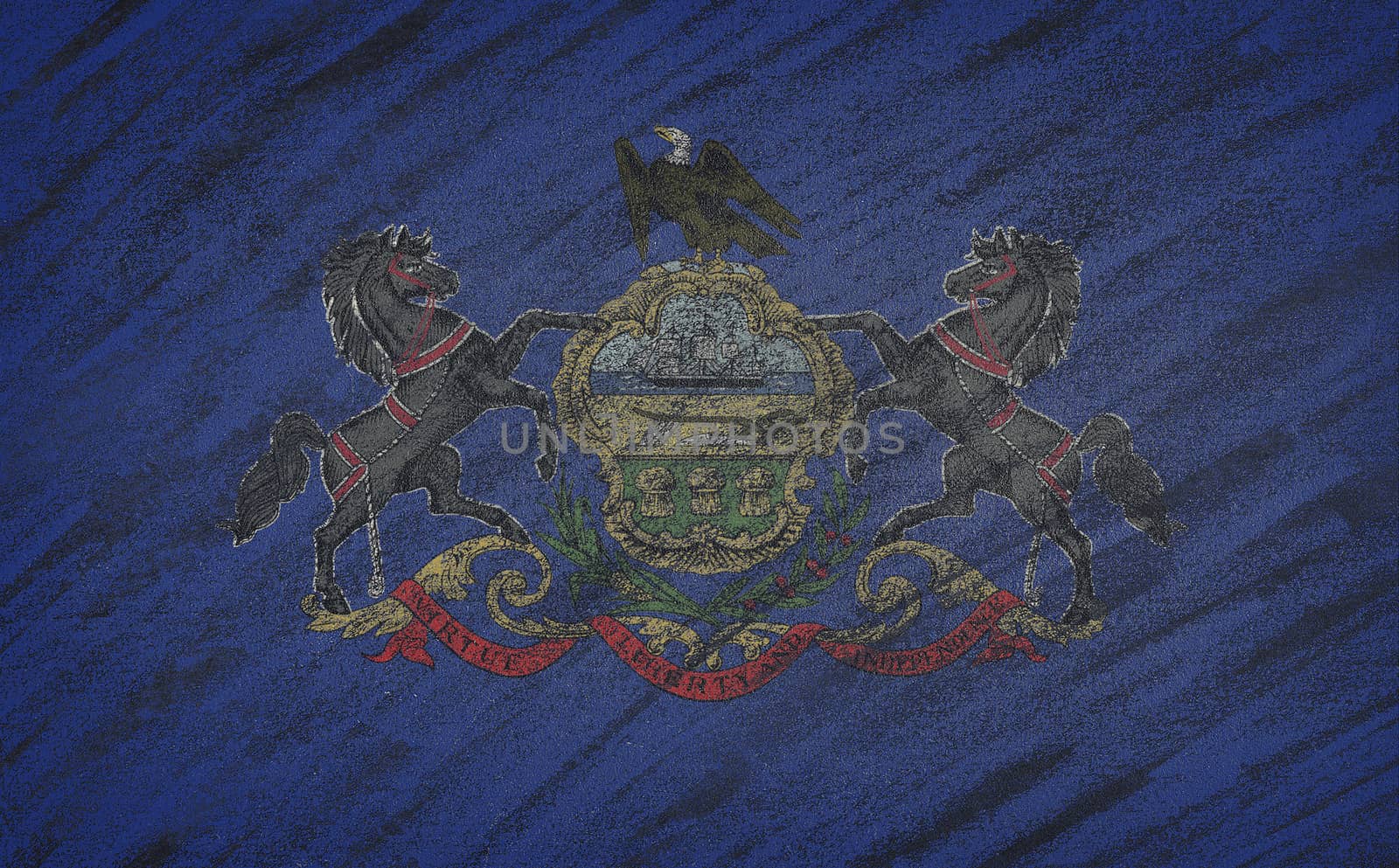 Pennsylvania flag painted with colored chalk on a blackboard. by CreativePhotoSpain