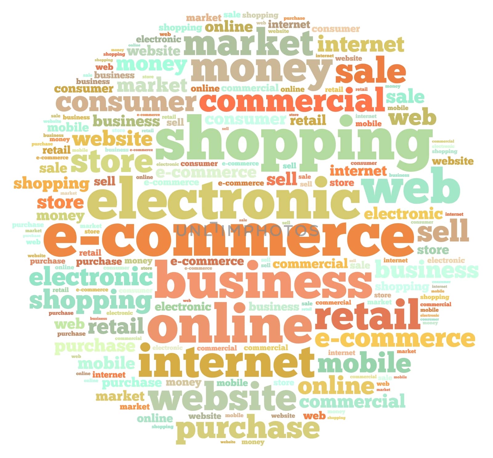 Illustration with word cloud on e-commerce