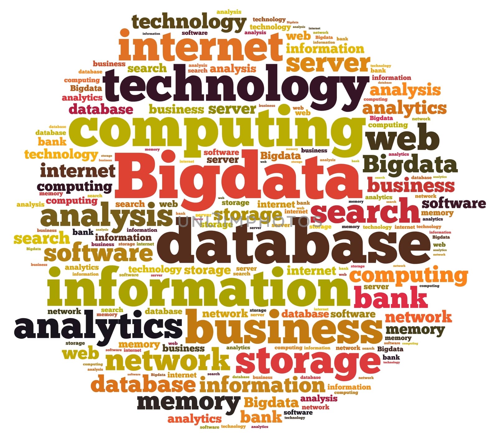 Illustration with word cloud on Big data