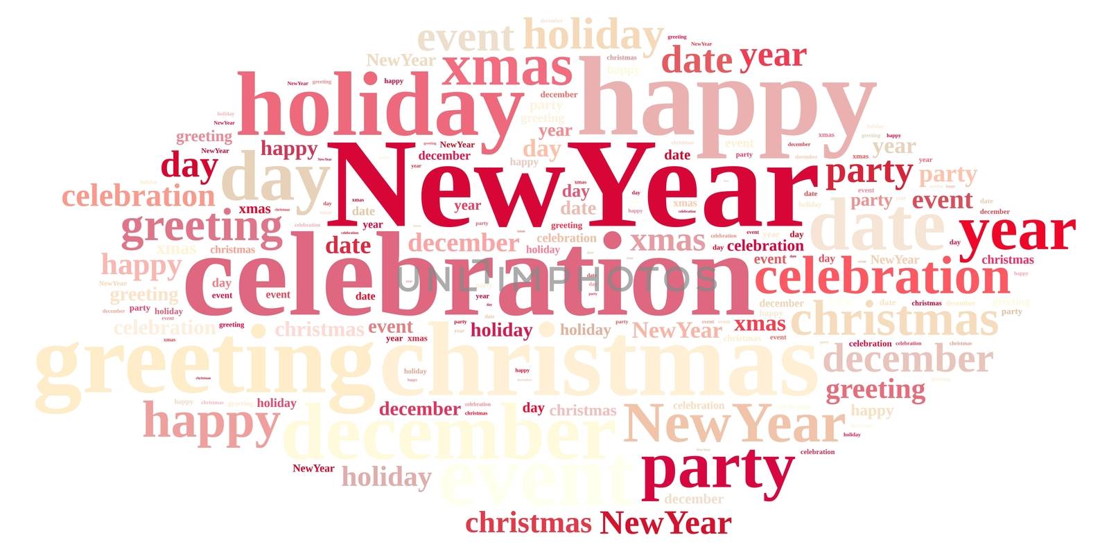 Illustration with word cloud about the New Year.