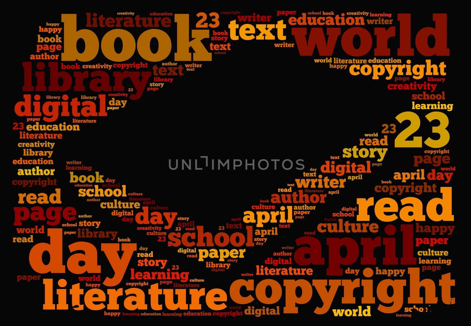 Illustration word cloud on world book day