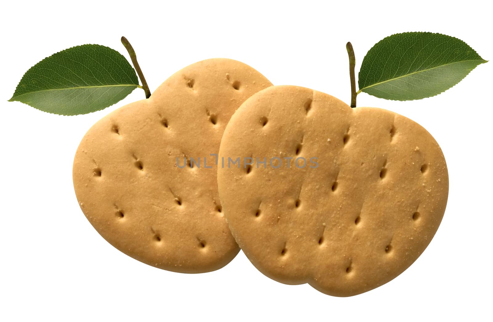 Two apple cookies isolated over white background