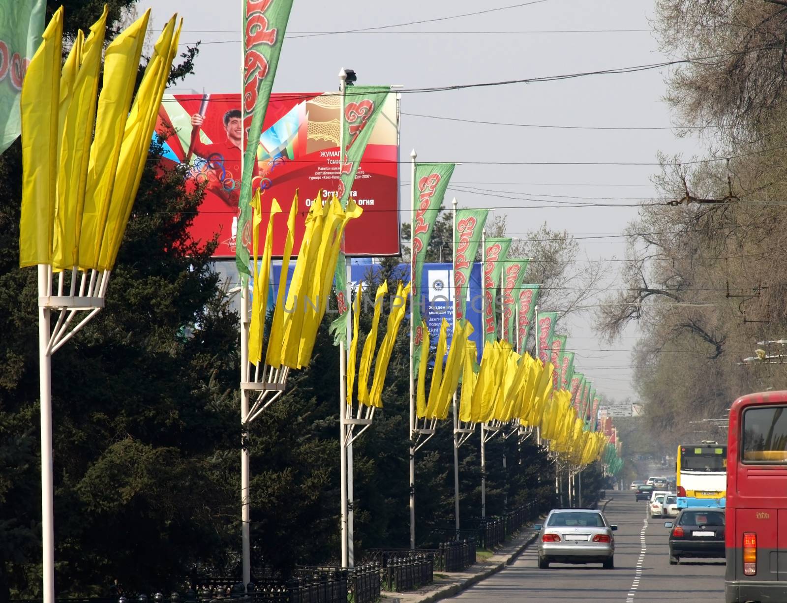 Busy street in Almaty. Kazakhstan.