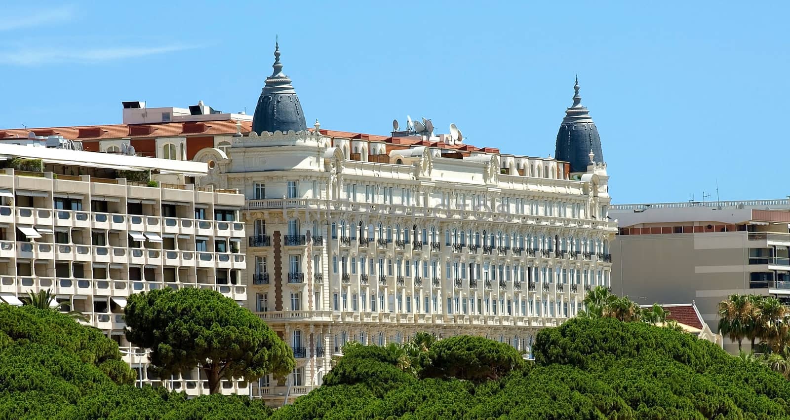 Luxury Hotel on Croisette promenade in Cannes France.