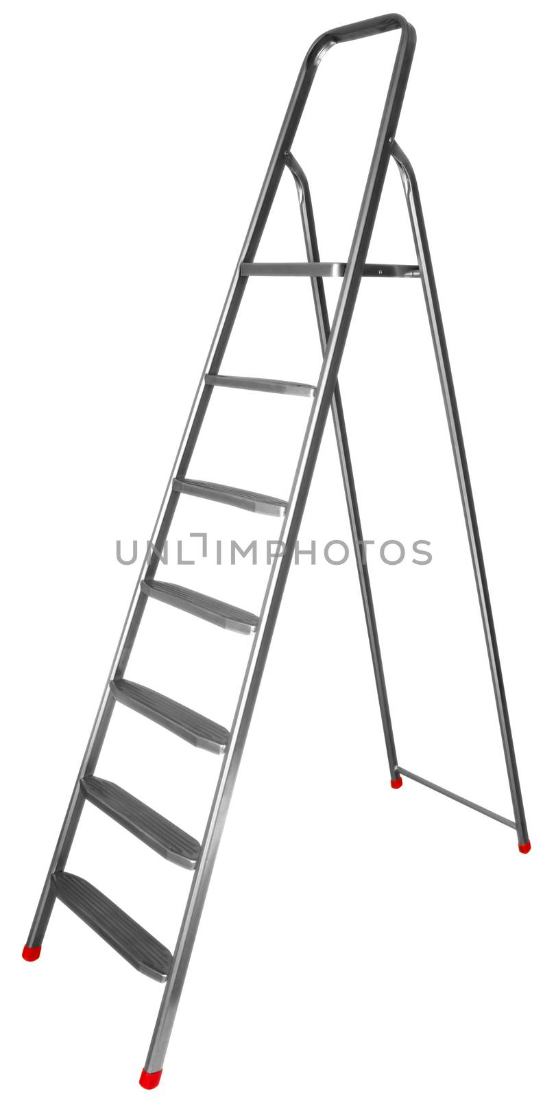 Step-ladder with seven steps isolated on white background. Clipping path includes.