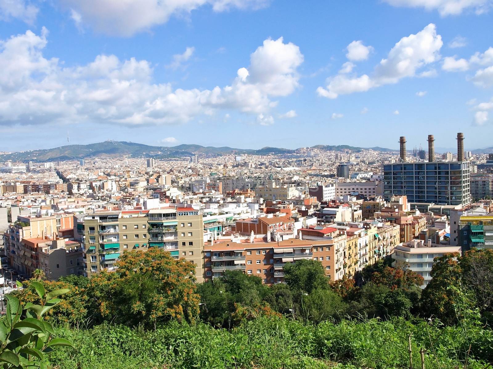 Panoramic view of Barcelona city, Spain.