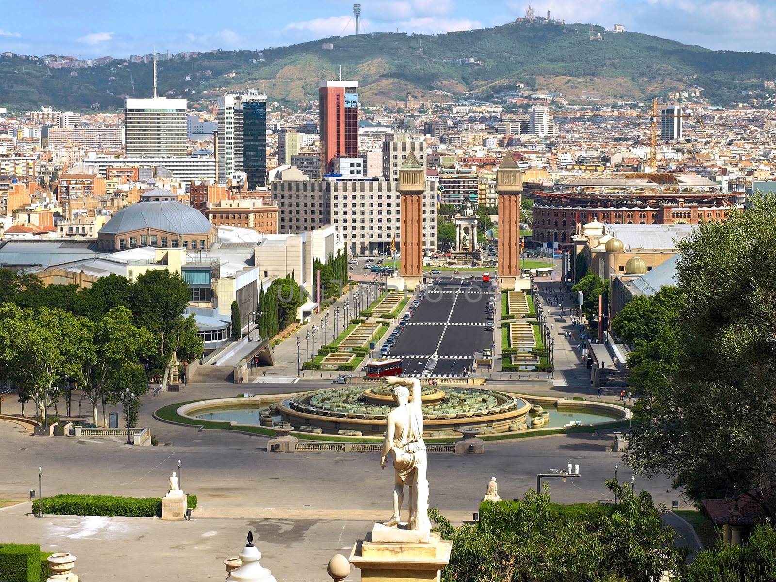 Barcelona view from Montjuic mountain. Spain.