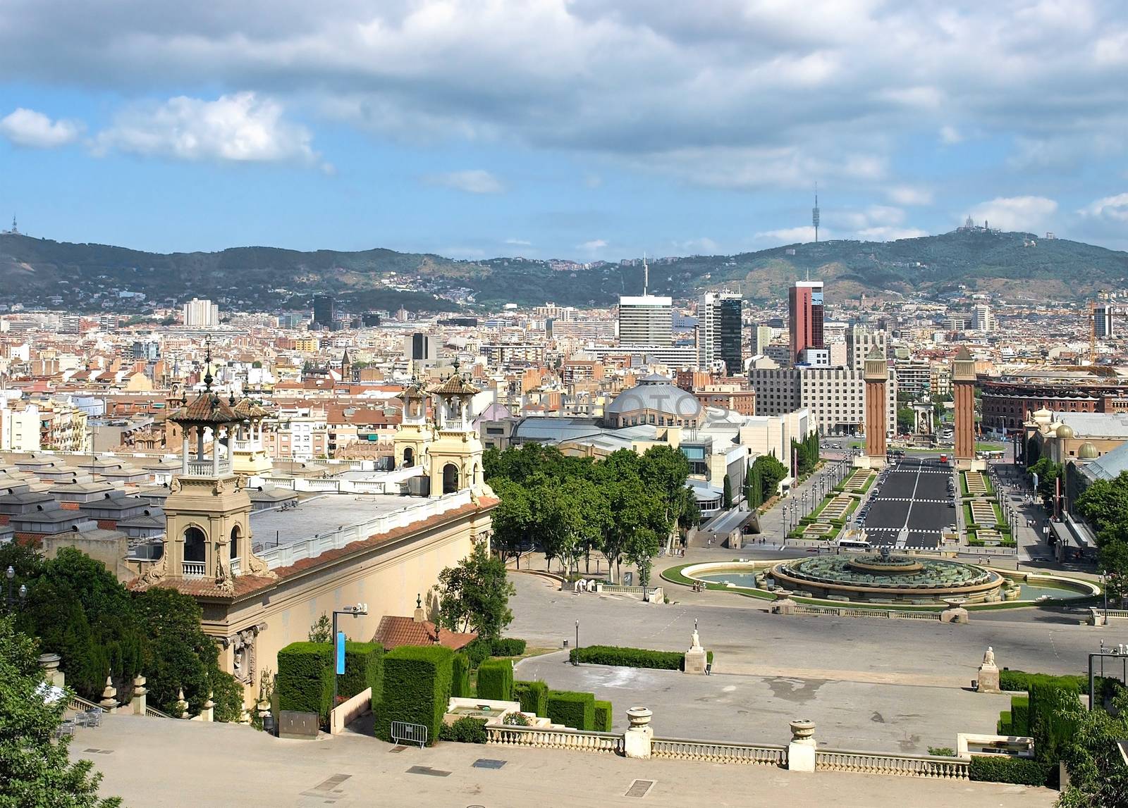 Barcelona view from Montjuic mountain. Spain.