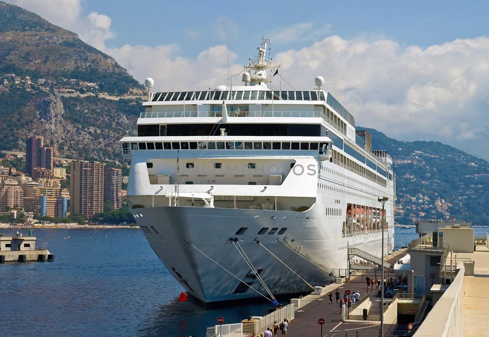 Luxury cruise ship in sea port of Monte-Carlo, Monaco.