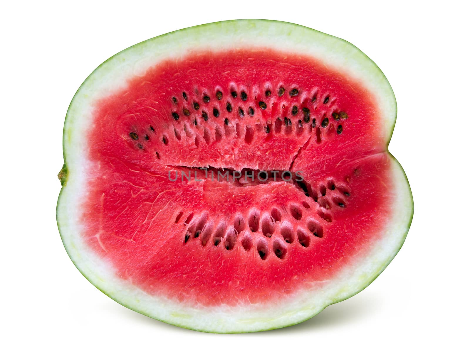 Half of watermelon isolated on white background. Clipping path included.