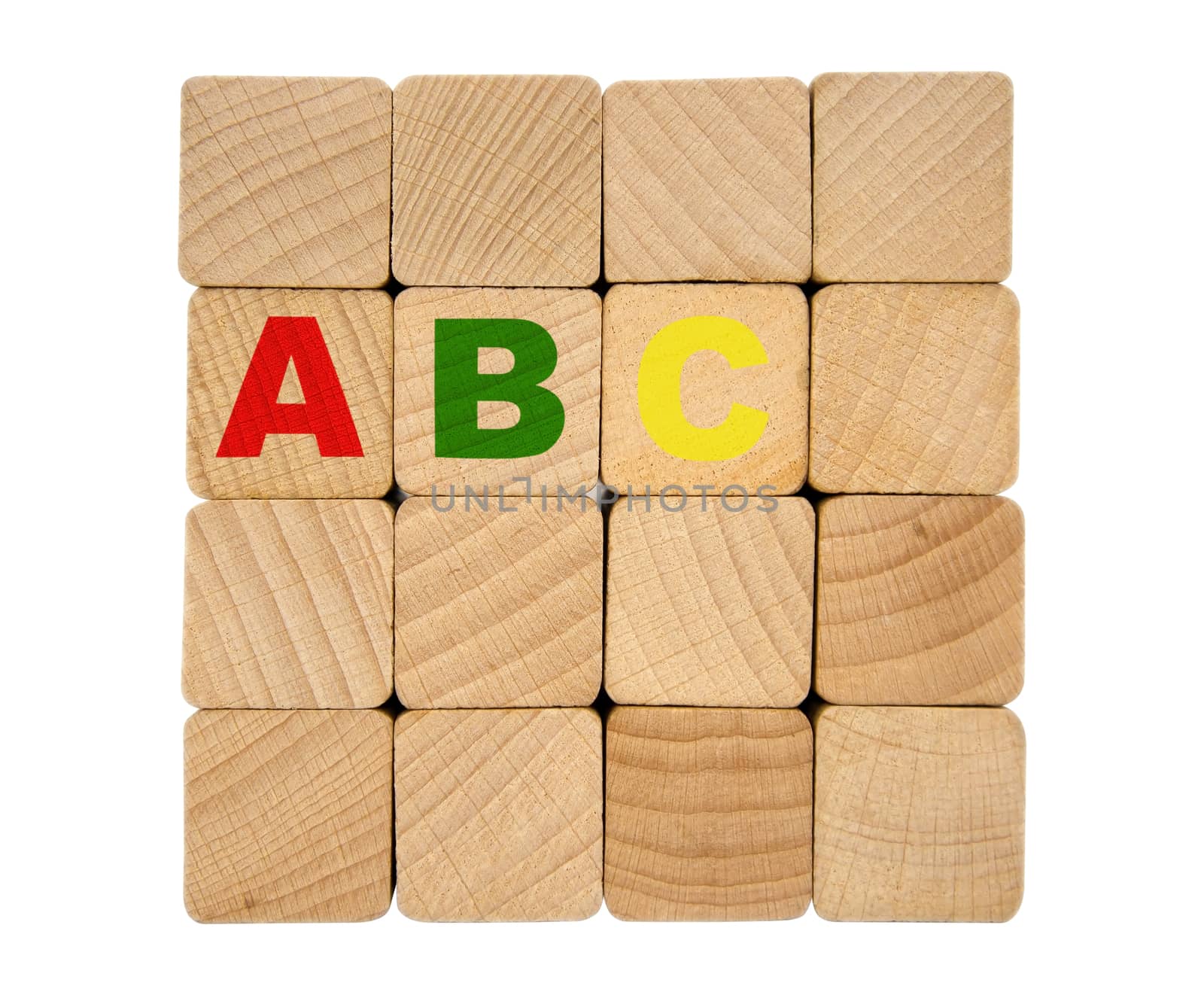 Wooden toy blocks isolated on white background. Clipping path included.