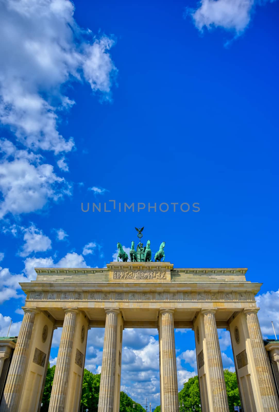 The Brandenburg Gate located in Pariser Platz in the city of Berlin, Germany.