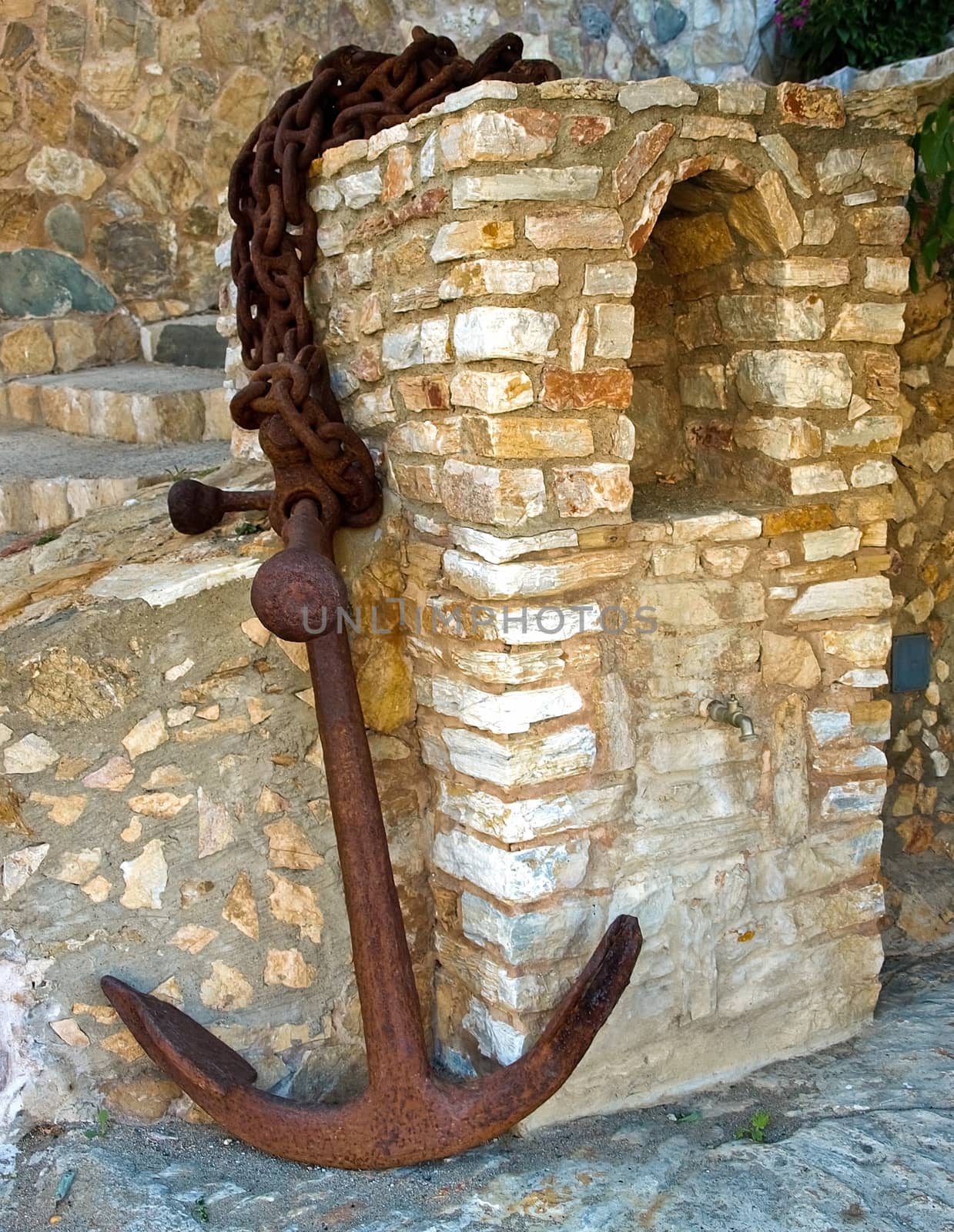 Old rusty anchor. Cadaques, Costa Brava, Catalonia, Spain