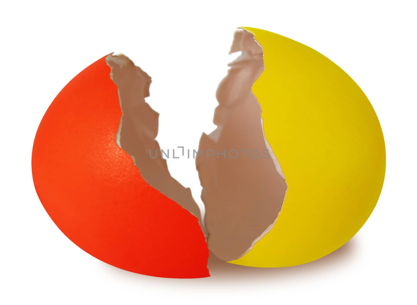 Easter broken egg shell isolated on white background