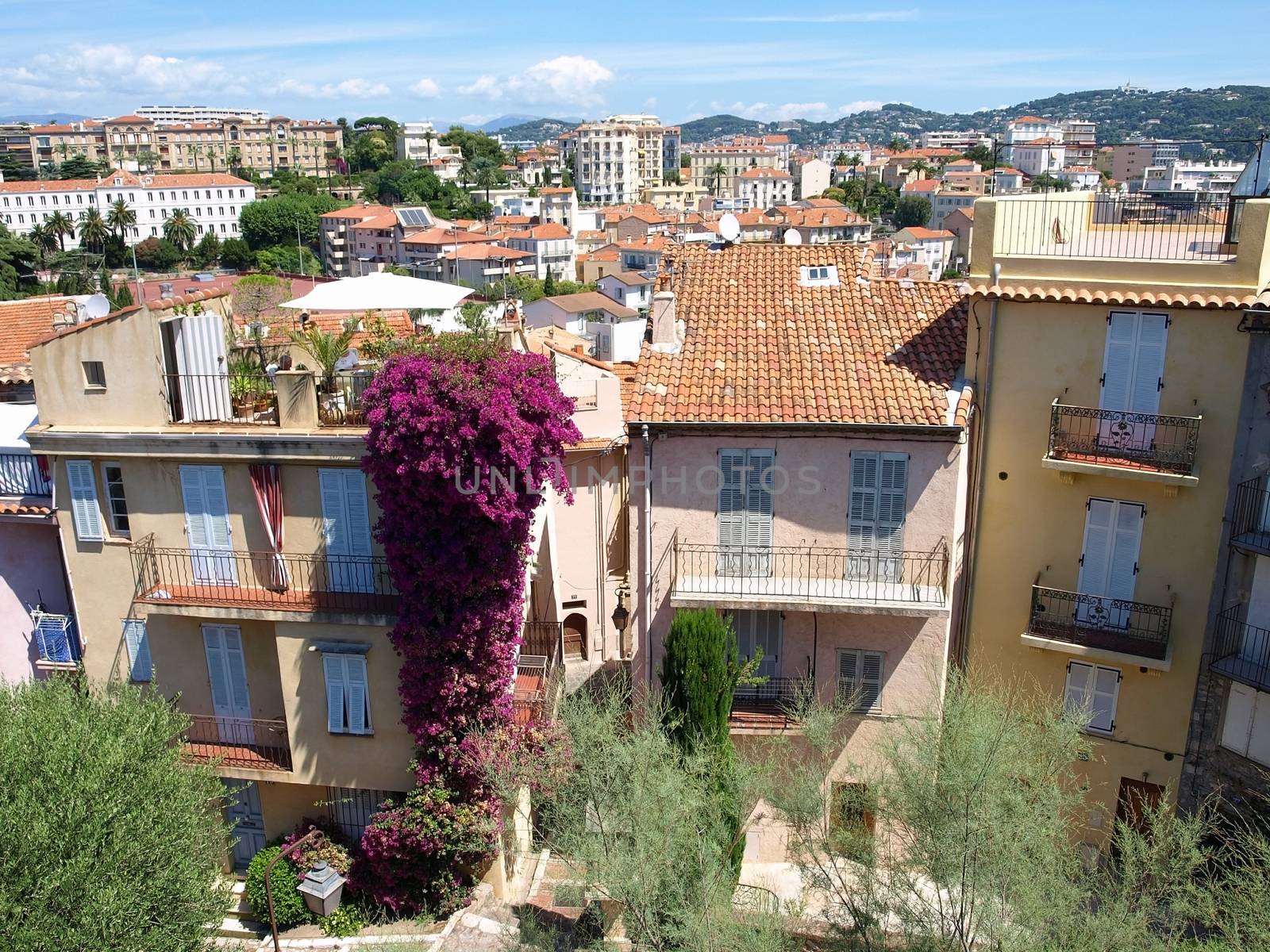 View of Cannes taken from tower in the old town.