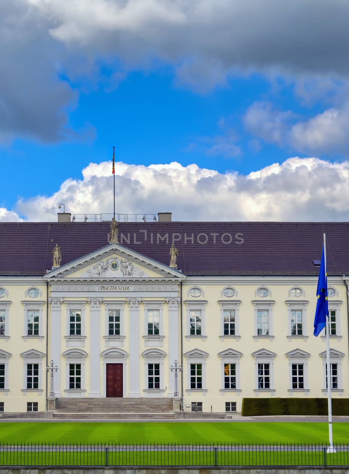 Berlin, Germany - May 5, 2019 - Bellevue Palace, the official residence of the Federal President of the Federal Republic of Germany located in Berlin's Tiergarten district.