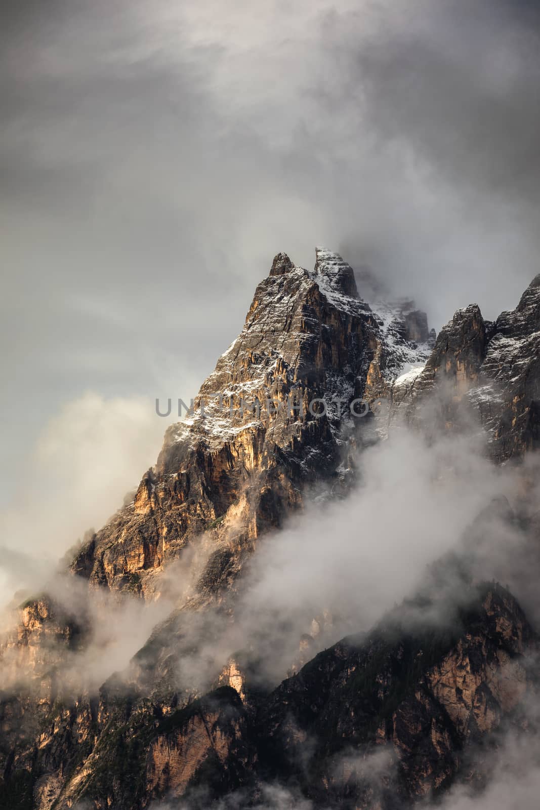 Monte Antelao (3263m) above San Vito di Cadore (close to Cortina d'Ampezzo), is the second highest mountain in Dolomiti, also known as the King of the Mountains, South Tyrol, Italy.