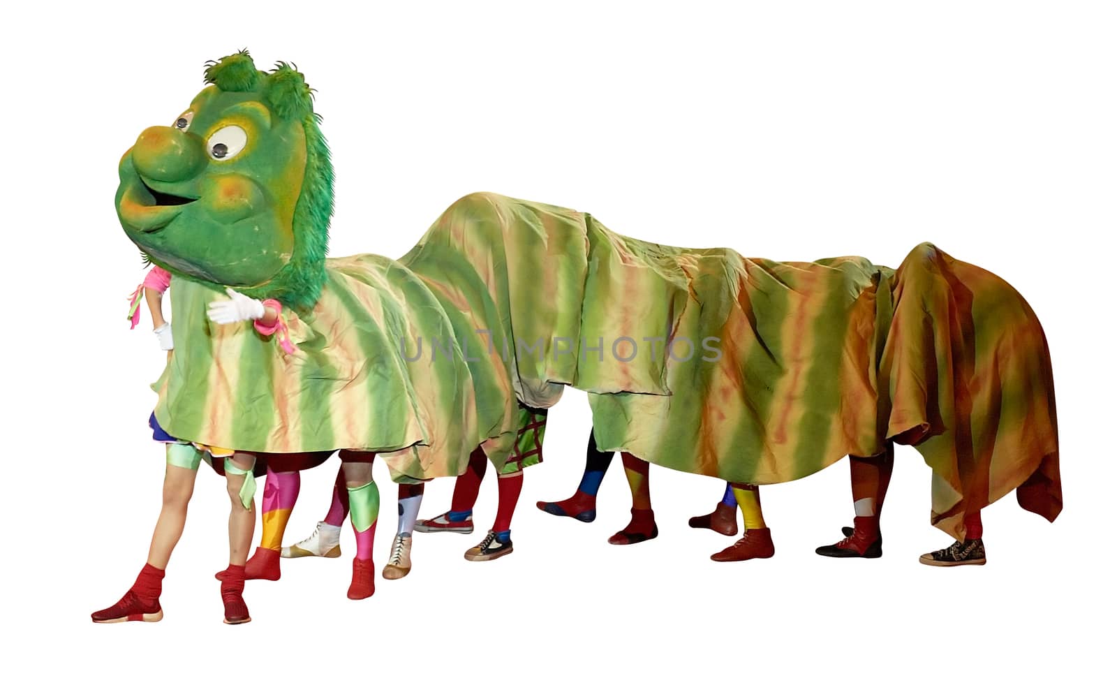 Funny circus caterpillar isolated over white. Clipping path.