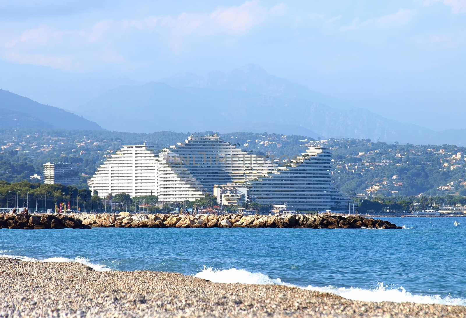 French Riviera - View to front luxury hotel by Venakr
