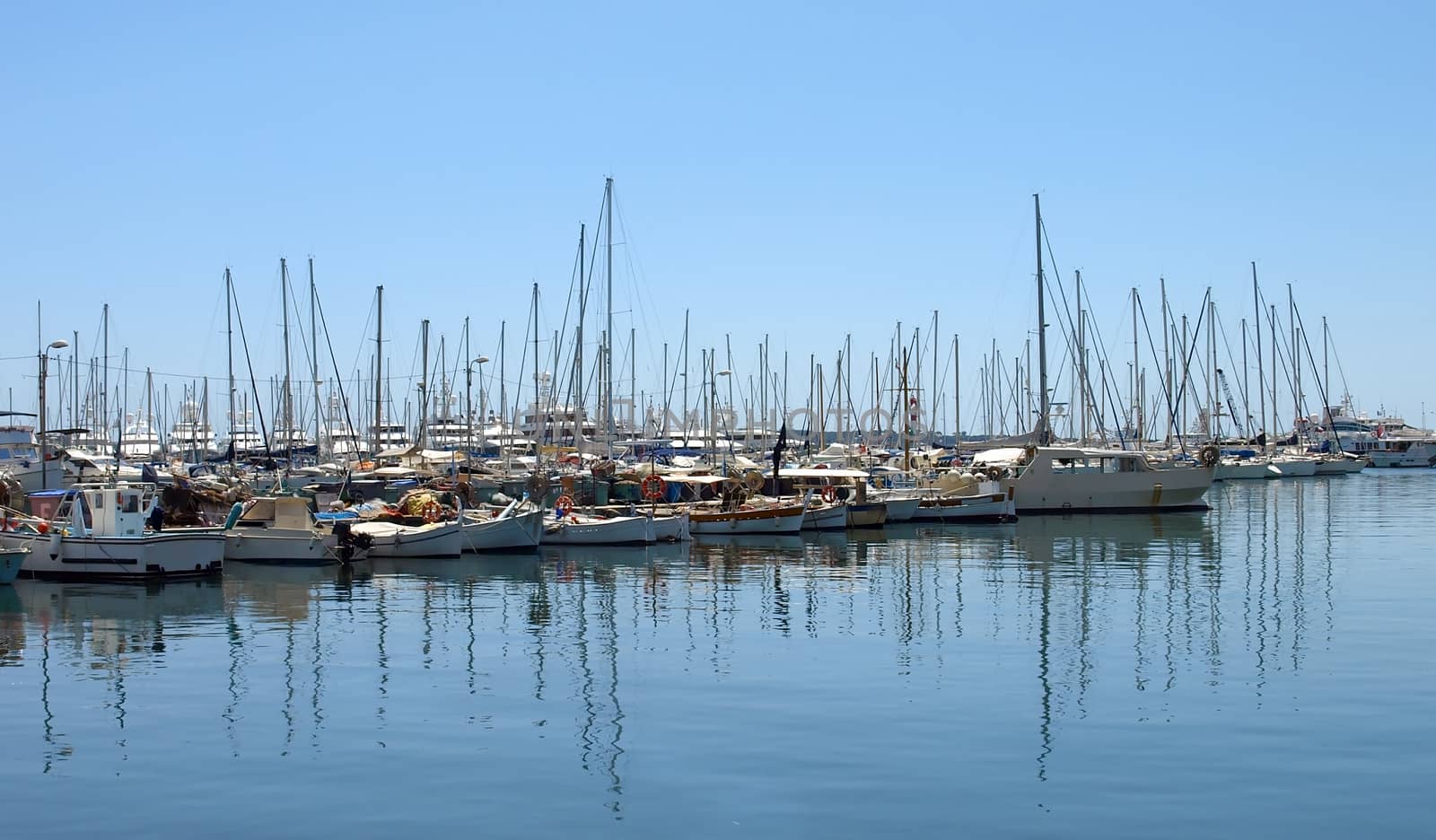 Yachts in the the harbor (Port Le Vieux) in Cannes, France.