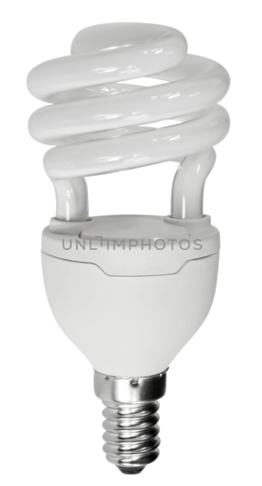 Energy saving fluorescent light bulb (CFL) isolated on a white background. Clipping path.