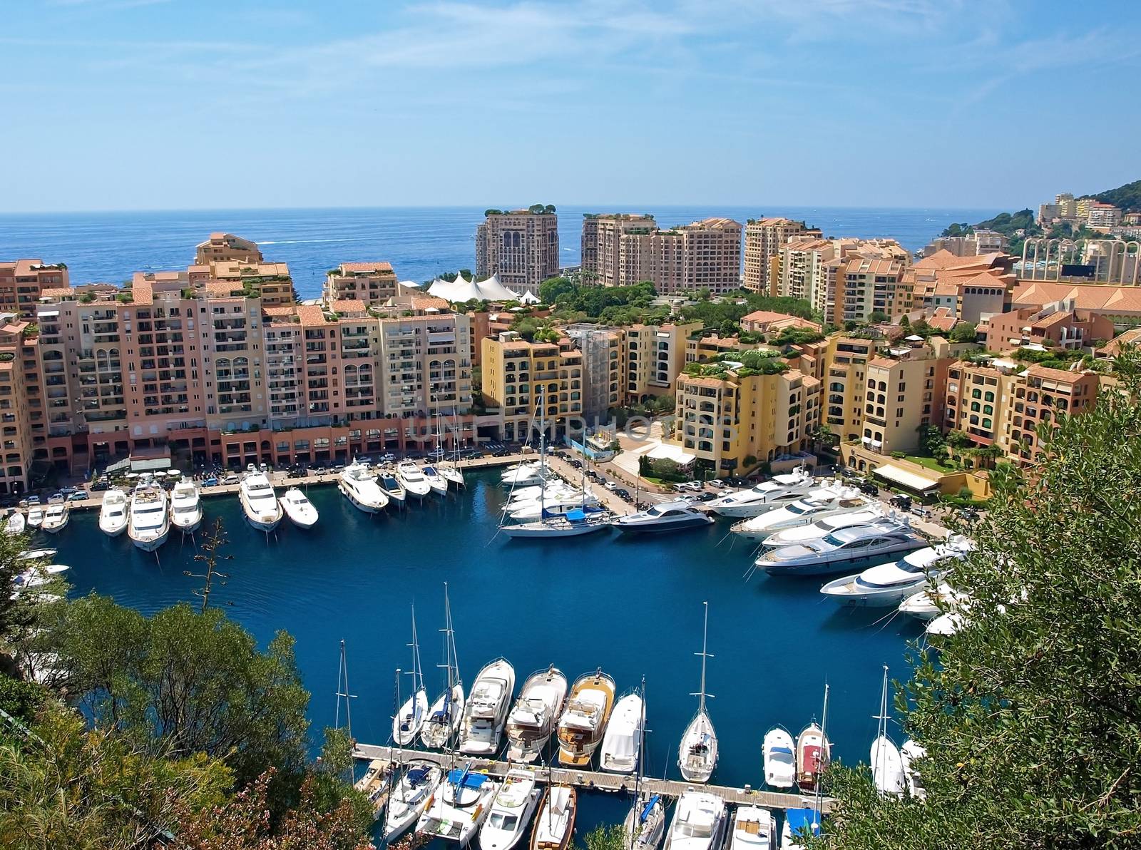 Monte Carlo Marina from Above. Fontvieille, new district of Monaco.