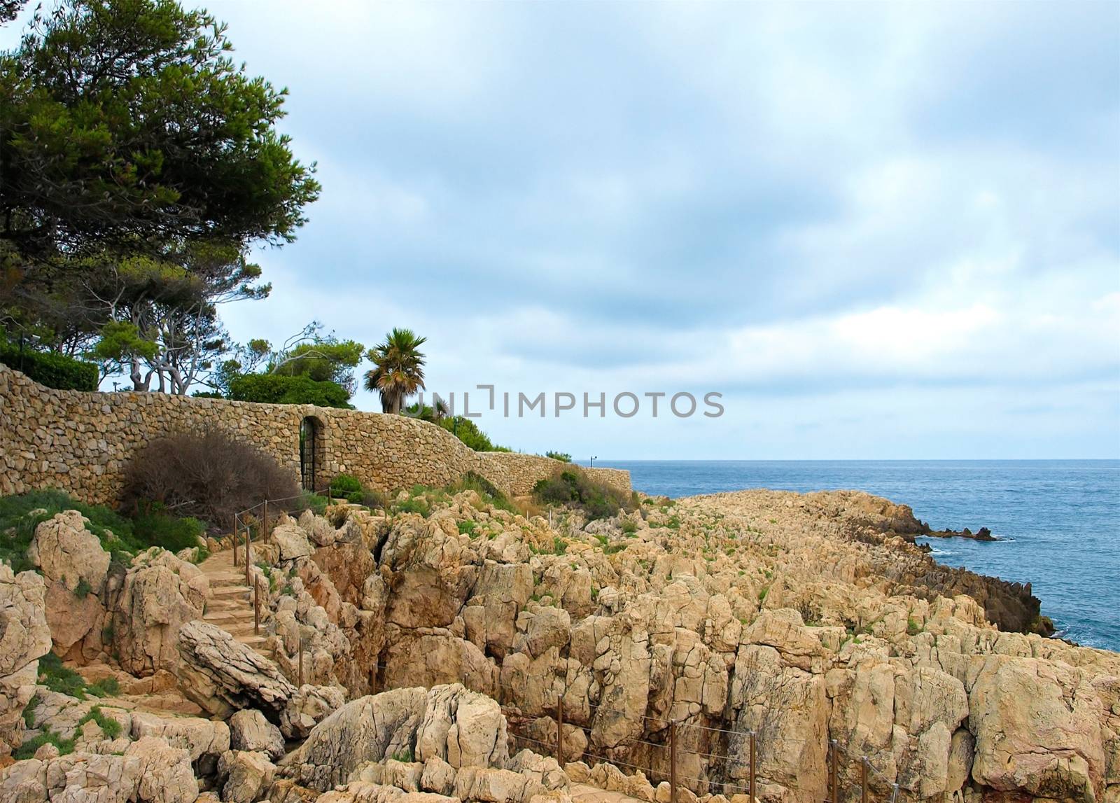 French Riviera Coast near Antibes city, France