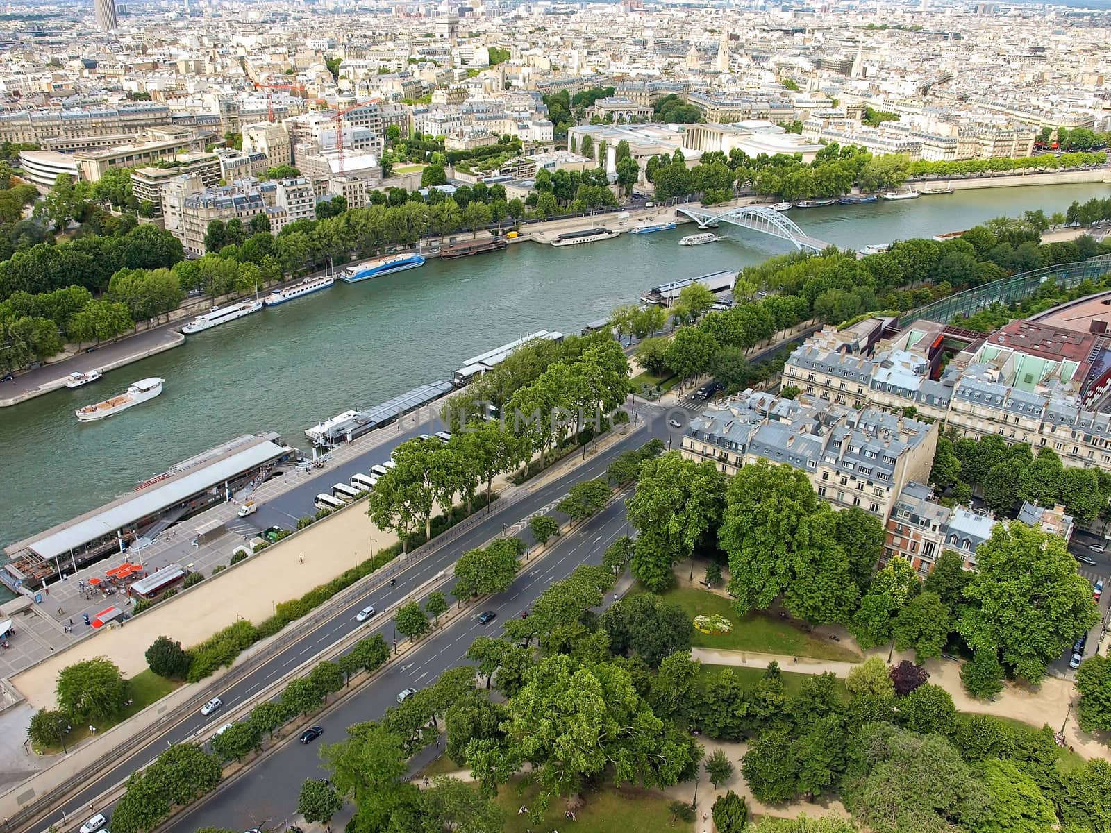 Aerial view of Paris with the Eiffel tower