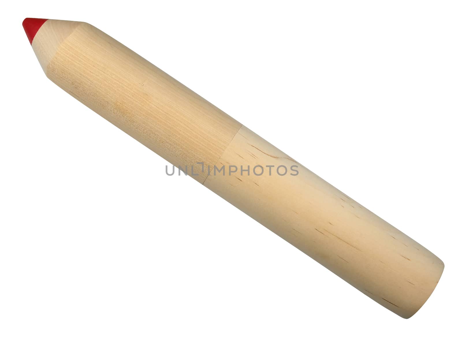 Big wooden pencil isolated over white with clipping path