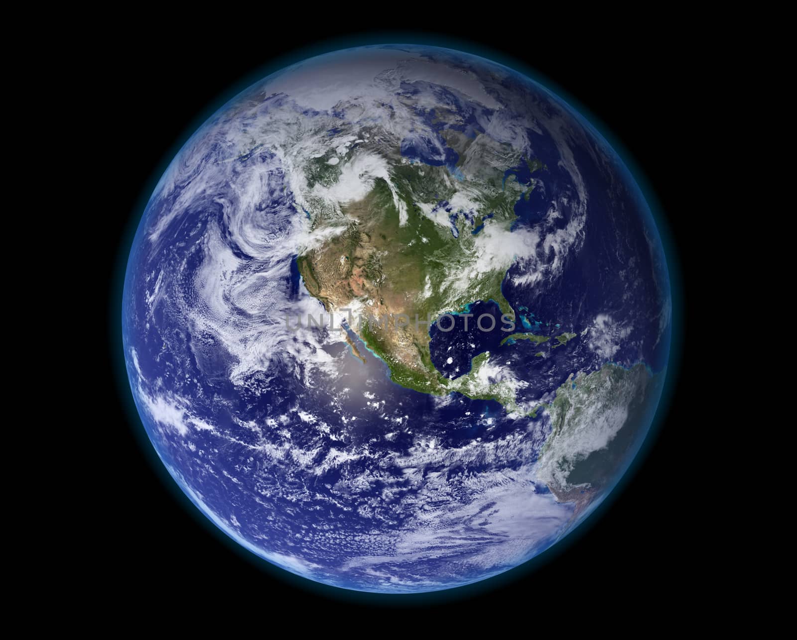 Earth west model isolated over black background with clipping path.
Original world map texture used from http://visibleearth.nasa.gov