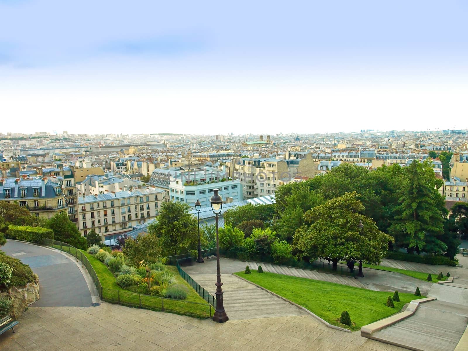 Cityscape from the top of Montmartre hill, Paris, France