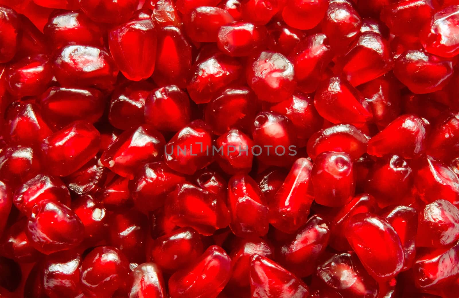 Macro of peeled ripe seeds pomegranate