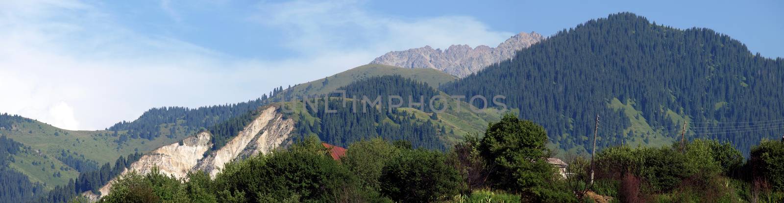 Beautiful panoramic landscape of Tien Shan mountains, Kazakhstan