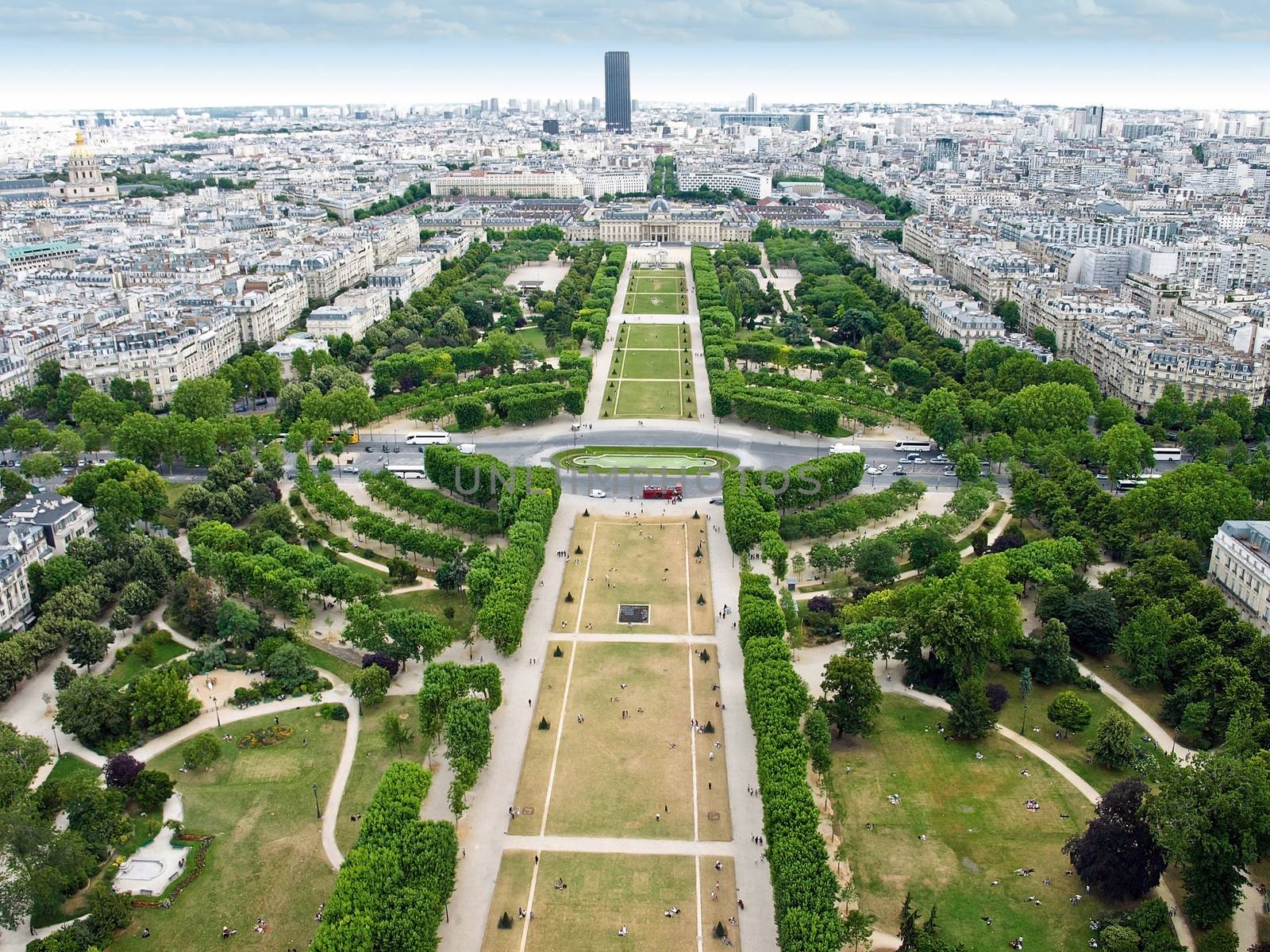 Aerial view of Paris from Eiffel tower