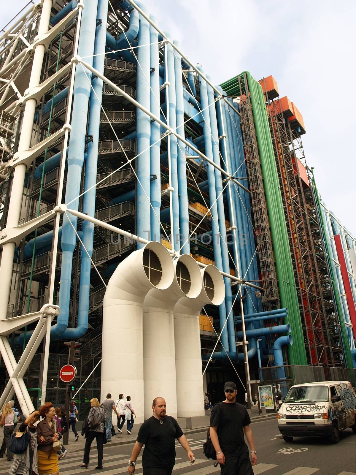 PARIS FRANCE - JULY 25: The exposed HVAC system on the Centre Georges Pompidou, the Centre was designed by the Italian architect Renzo Piano in 1977 July 25, 2009 in Paris, France.