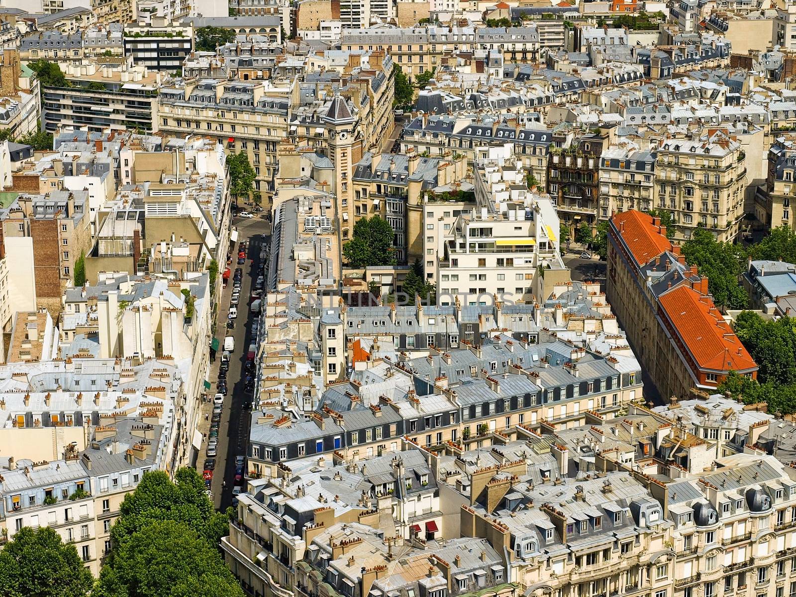 Aerial view of Paris architecture from the Eiffel tower