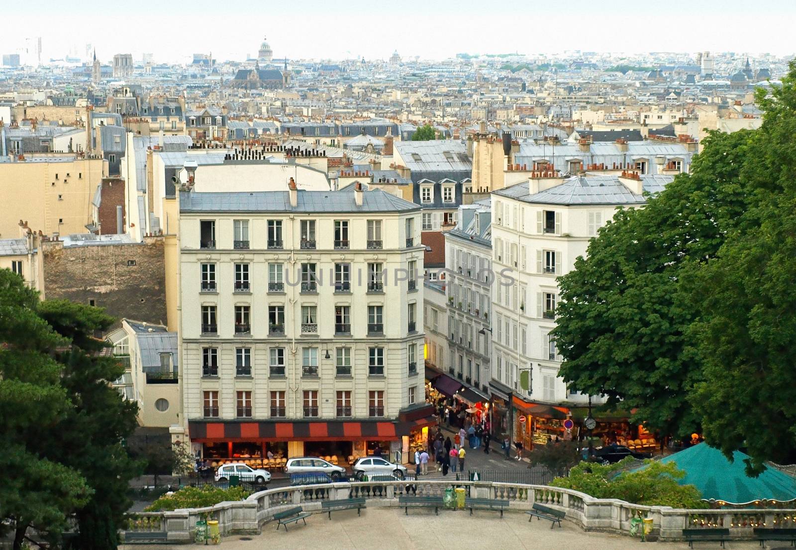 Cityscape from the top of Montmartre hill, Paris, France