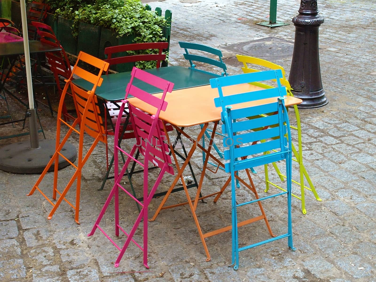 Typical Parisian outdoor cafe in Montmartre