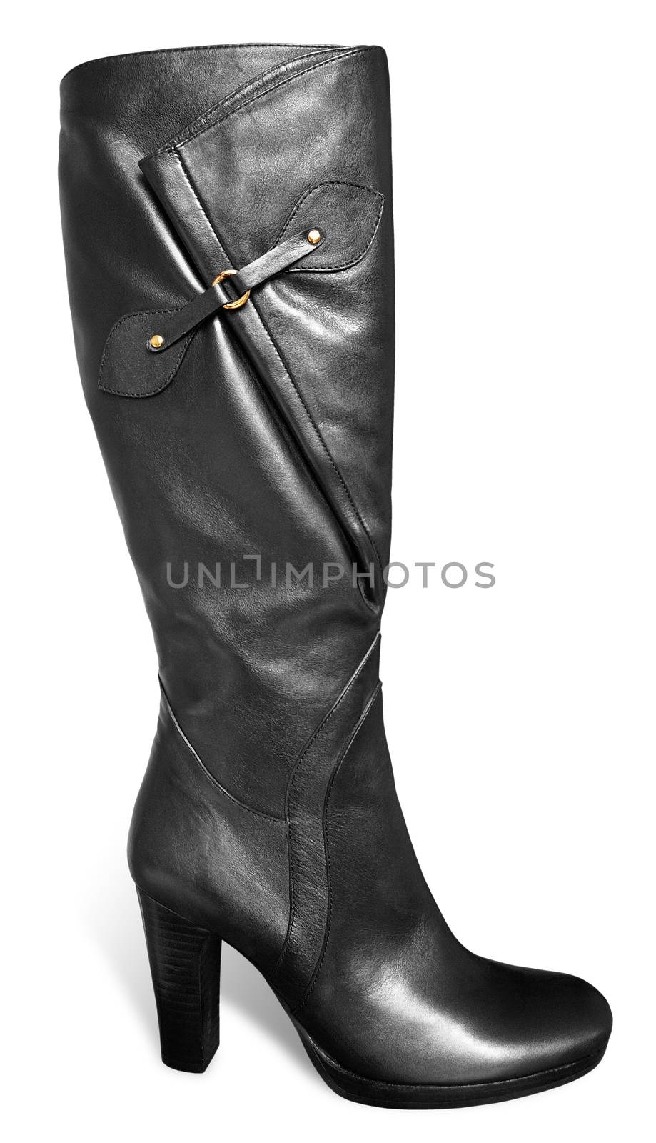 Black top-boot isolated over white background