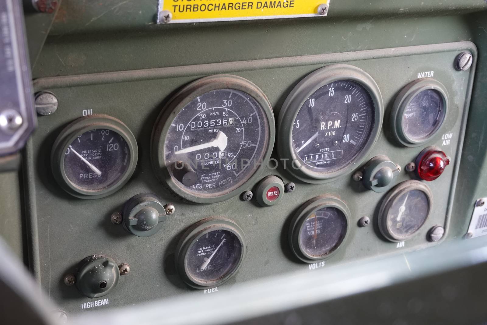 an old dirty rustick military truck dashboard by devoxer