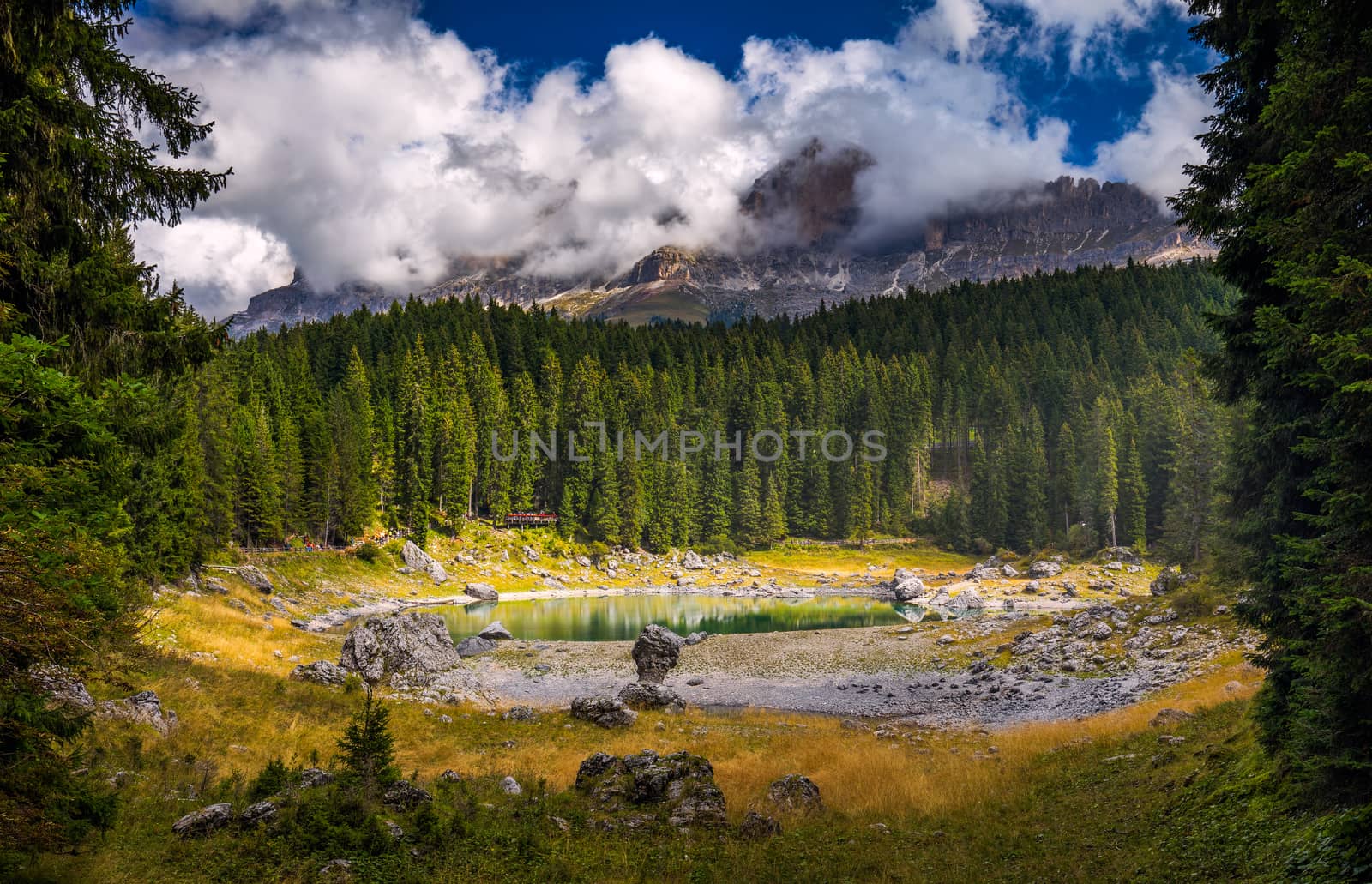 Karersee (Lago di Carezza), is a lake in the Dolomites in South Tyrol, Italy.