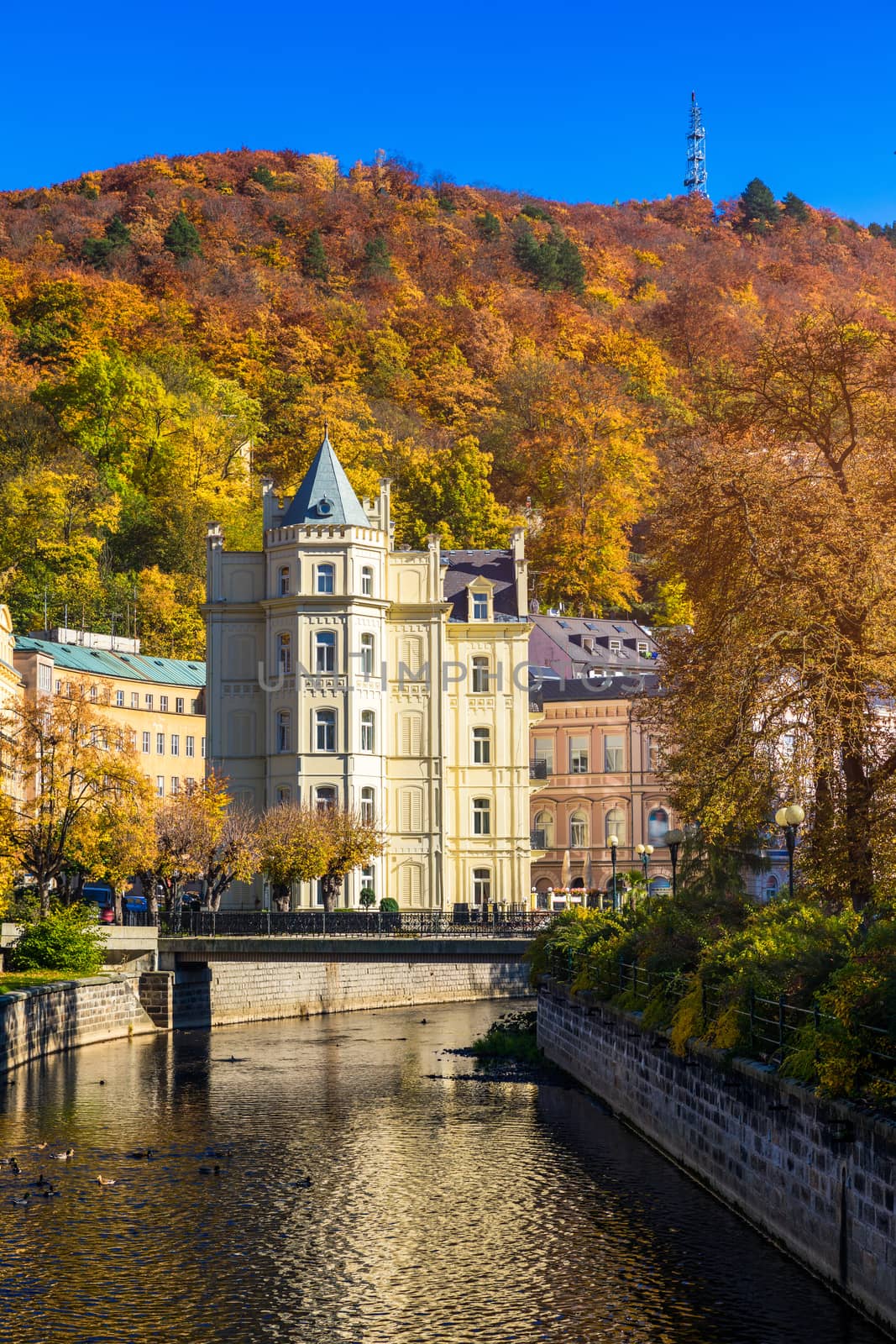 Autumn view of old town of Karlovy Vary (Carlsbad), Czech Republic, Europe