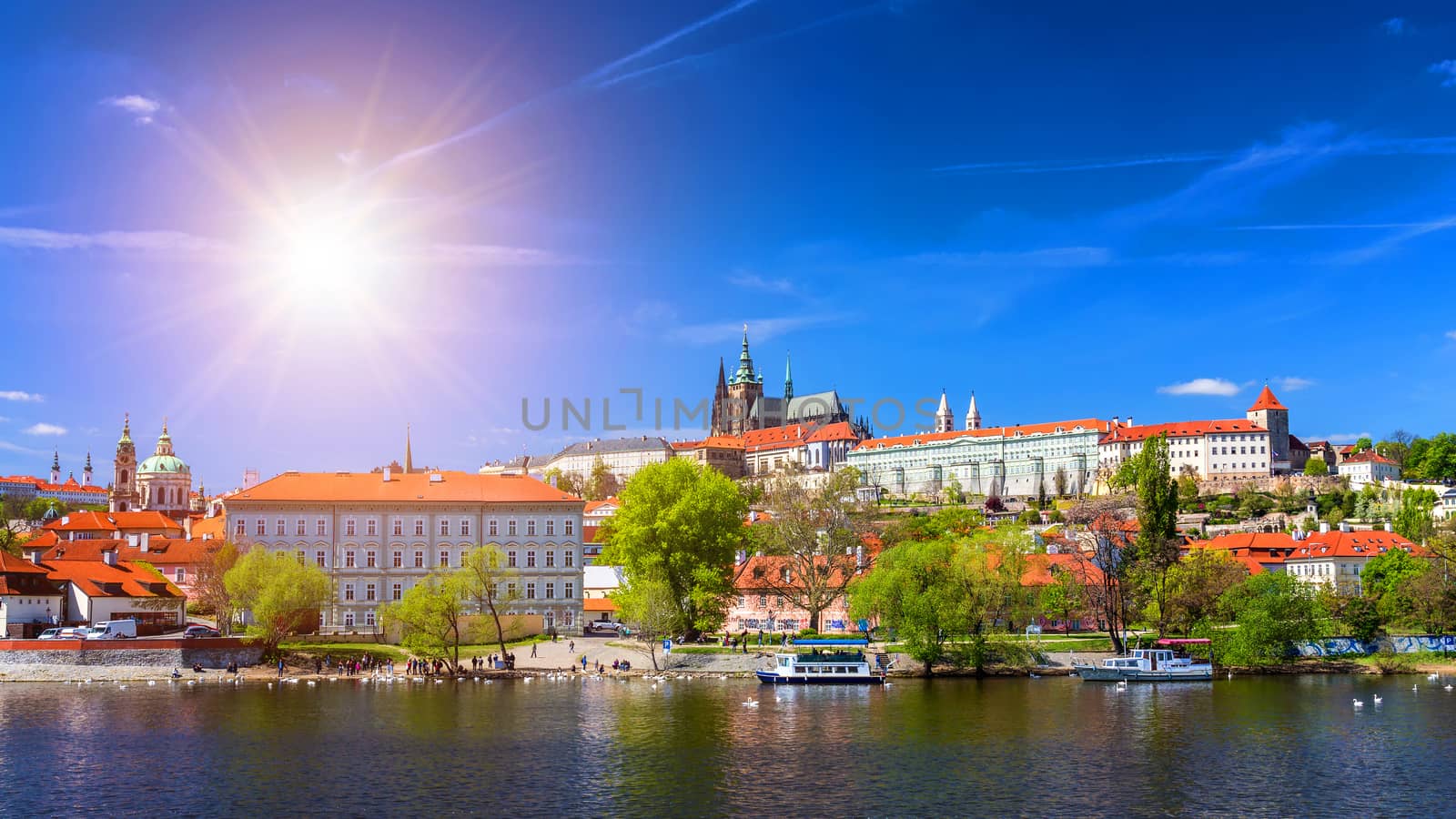 Prague Castle and Saint Vitus Cathedral, Czech Republic. Panoramic view