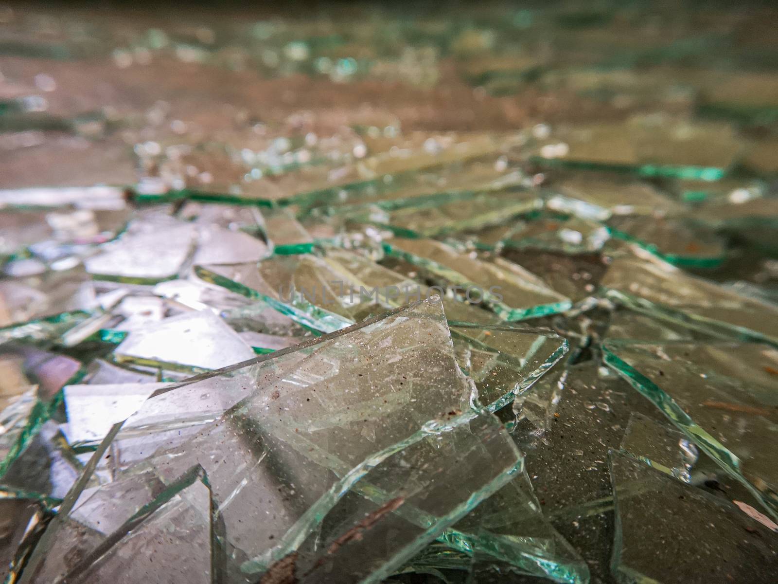 Broken glass on the floor in old abandoned hospital by Wierzchu