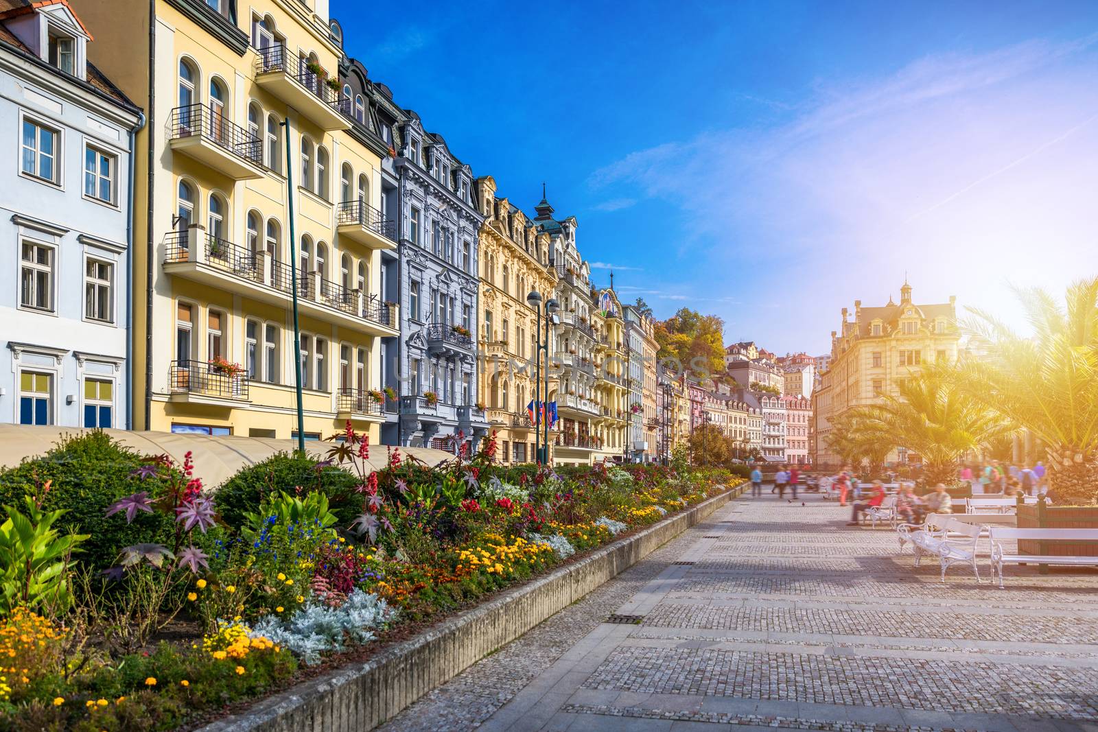 Architecture of Karlovy Vary (Karlsbad), Czech Republic. It is the most visited spa town in the Czech Republic