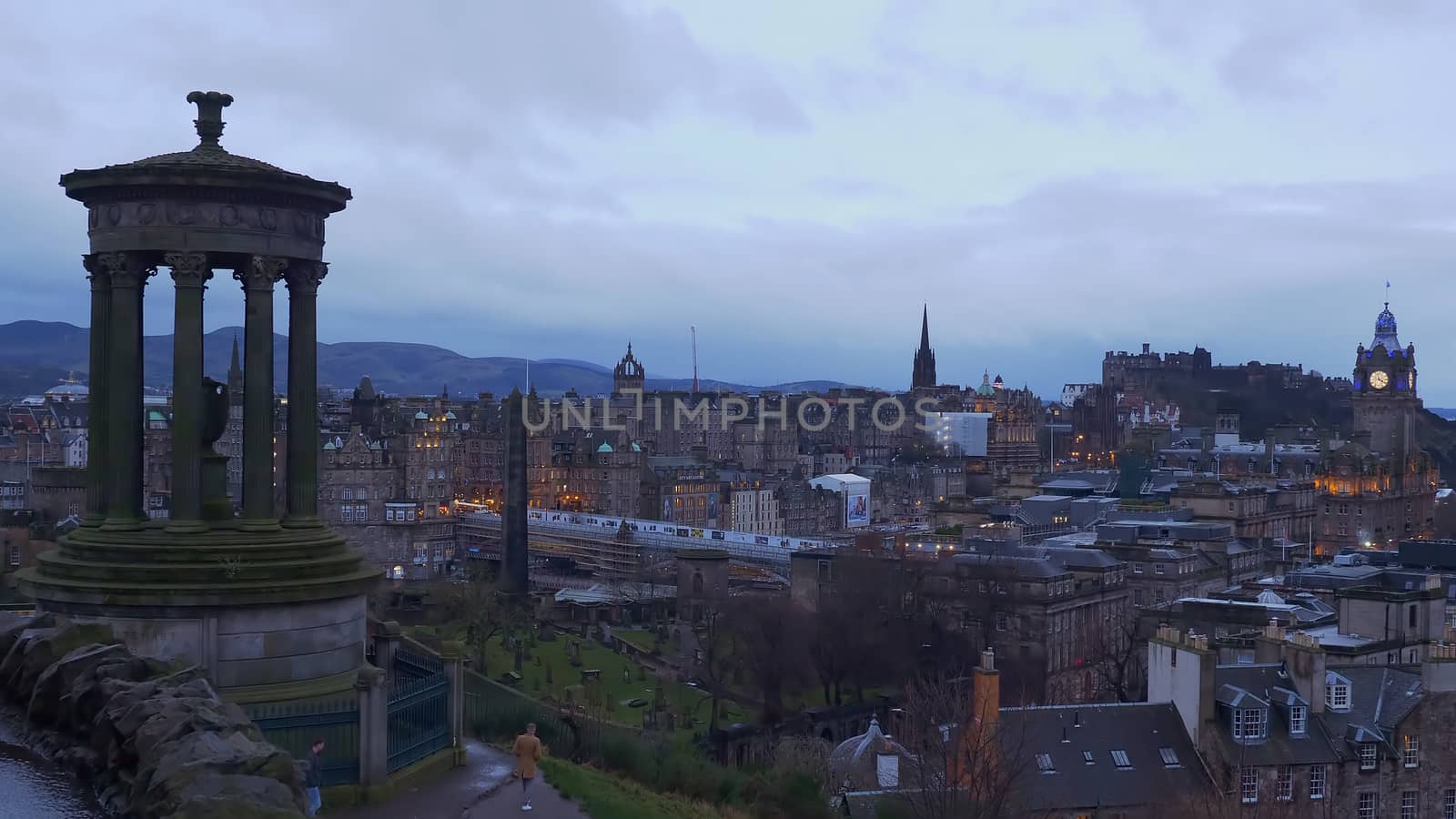 Aerial view over Edinburgh from Calton Hill - travel photography