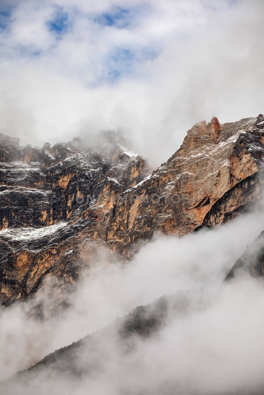 Alpine landscape with Monte Antelao peaks in the Dolomites, Italy, Europe