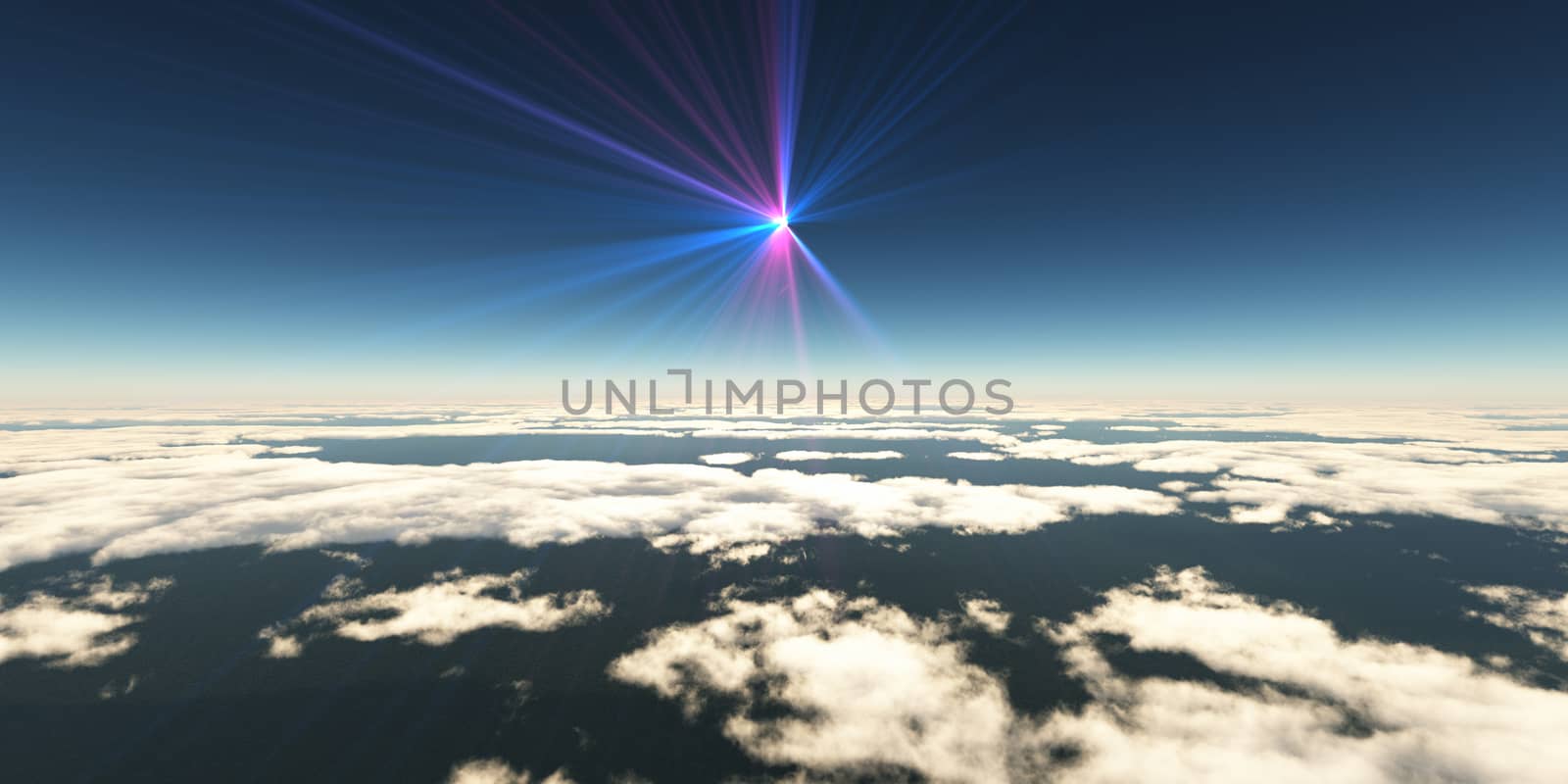 above clouds sun ray, 3d rendering by alex_nako