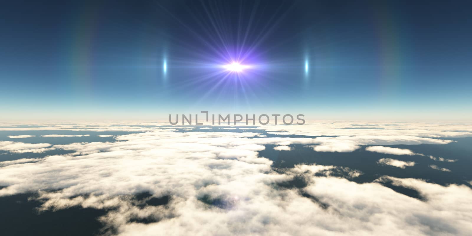 above clouds sun ray, 3d rendering by alex_nako